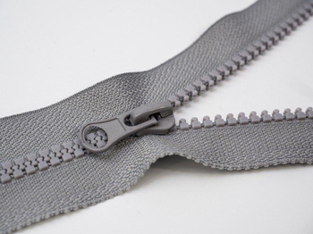 Kostěný zip 85cm dělitelný - šedý