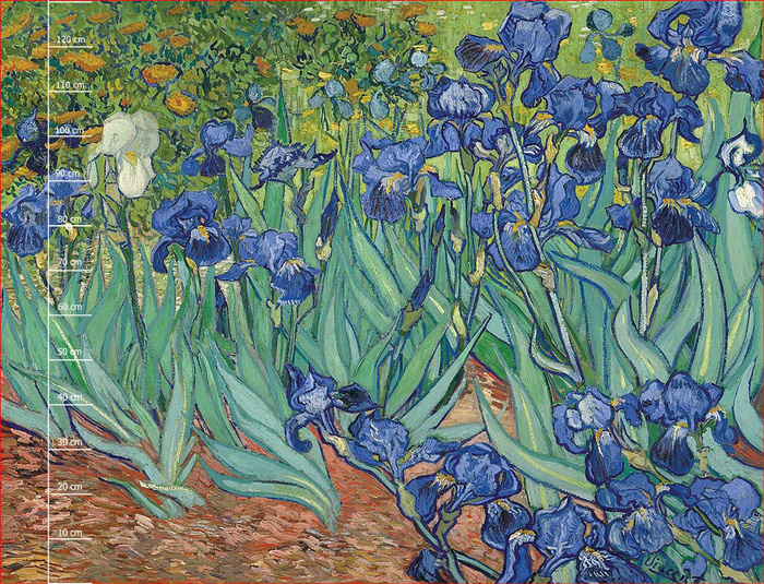 IRISES (Vincent van Gogh) - panel pro šaty krep