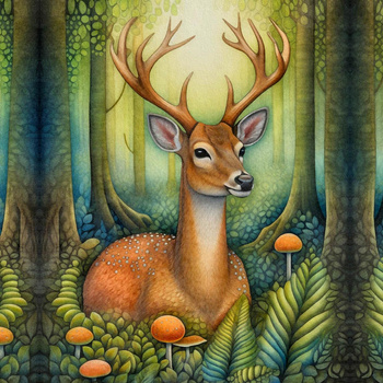 BOHO DEER - PANEL (75cm x 80cm) tkanina wodoodporna