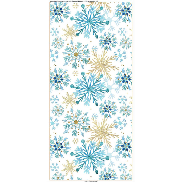 PODUSZKA 45X45 - NIEBIESKIE ŚNIEŻYNKI - Panama 220g - panel przód + tył