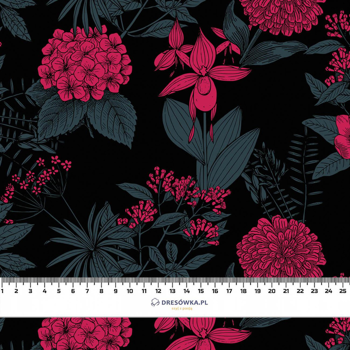 FLOWERS / viva magenta - brushed knitwear with elastane ITY