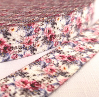 Webbing Tape with Print 25mm - WATERCOLOR BOUQUET