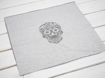 SKULL (ETNO) "M" / melange light grey - panel, looped knit PE240