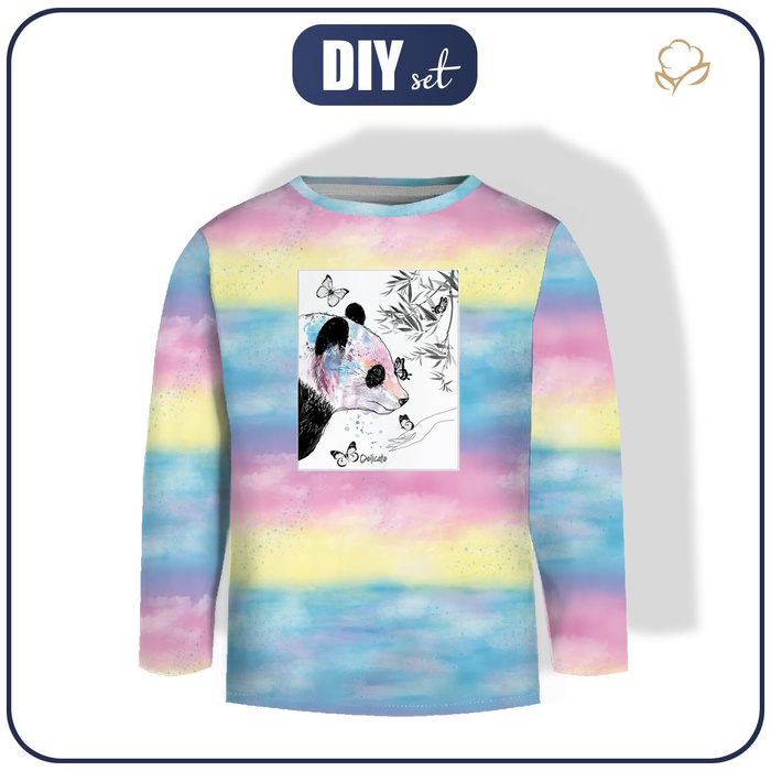 Longsleeve - RAINBOW OCEAN pat. 1 / panda - sewing set (134/140)