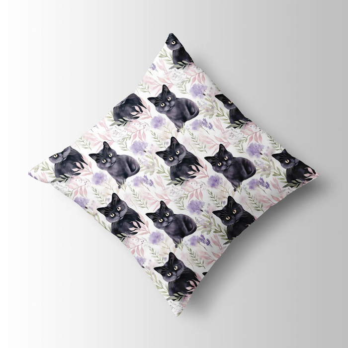 PASTEL BLACK CAT - Cotton muslin