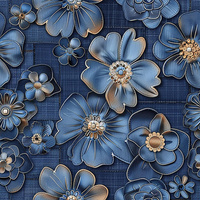 DENIM FLOWERS wz.1 - Krepa
