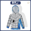 KIDS HOODIE - SPIDER’S WEB (grey) - looped knit fabric (110/116)