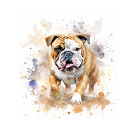 WATERCOLOR BULLDOG - panel (60cm x 50cm) SINGLE JERSEY