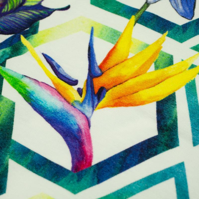 FLOWERS IN HEXAGONS - Viscose jersey WE210