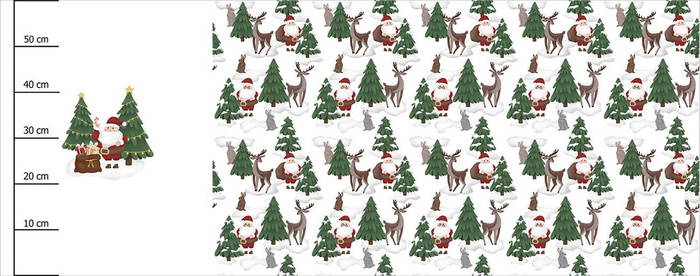 SANTA WITH A BAG OF PRESENTS (IN THE SANTA CLAUS FOREST) - panoramic panel looped knit 