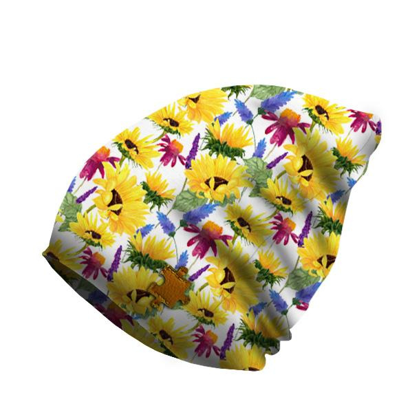 "Beanie" Mütze - SONNENBLUMEN Ms. 4 (BLÜHENDE WIESE) 54-56