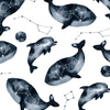 GALAKTISCHER OZEAN  (GALAKTISCHE TIERE) / weiß - Baumwoll Webware