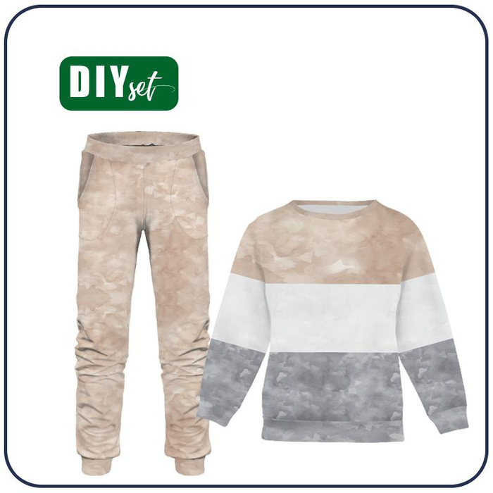 Jogginganzug für Kinder (MILAN) - CAMOUFLAGE m. 2 / Streifen - Sommersweat (98/104)
