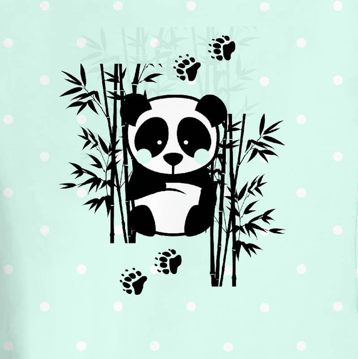 LONGSLEEVE -  PANDA (groszki) / Miętowy - single jersey (98/104)