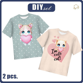 2-PACK - KID’S T-SHIRT - SWEET CATS pat. 4 - sewing set (152/158)
