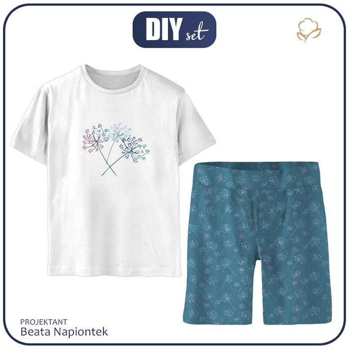 CHILDREN'S PAJAMAS "ADA" - GLITTER DANDELIONS (DRAGONFLIES AND DANDELIONS) - sewing set