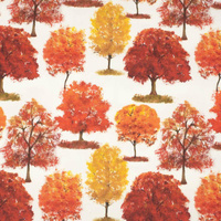 HERBSTBÄUME / weiß (KÜRBISGARTEN) - Baumwoll Webware