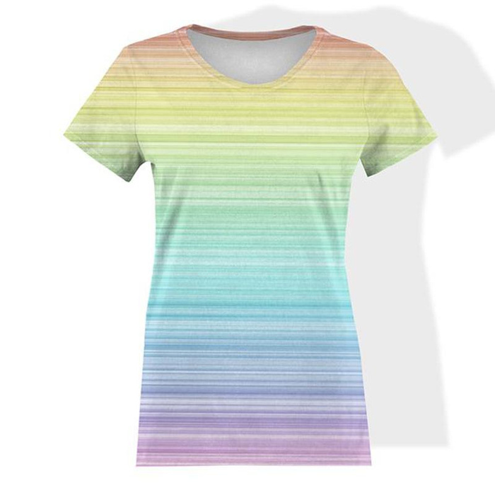 DAMEN T-SHIRT - REGENBOGEN STREIFEN Ms.2 - Single Jersey M