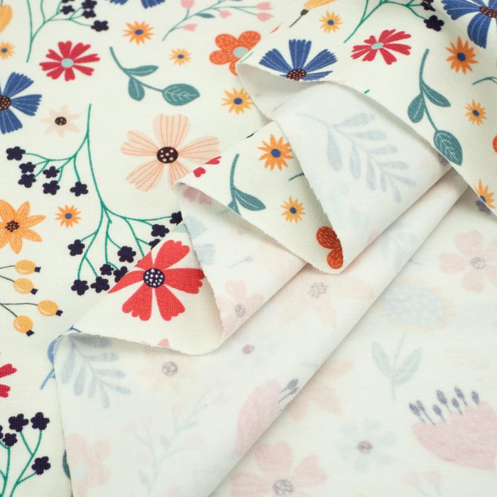 COLORFUL FLOWERS / vanilla - Viskose-Jersey WE210