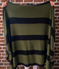 STRIPES OLIVE - BLACK - Emery sweater knit. 270g