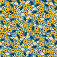 SMALL FLOWERS pat. 2 / blue - Cotton woven fabric