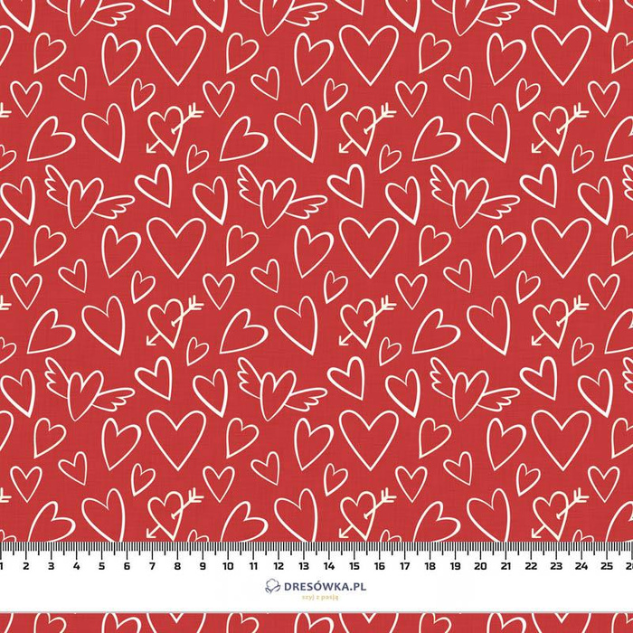 WINGED HEARTS / red (VALENTINE'S MIX) - Waterproof woven fabric