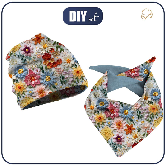 KID'S CAP AND SCARF (CLASSIC) - FLOWERS 3D PAT. 15 55-58