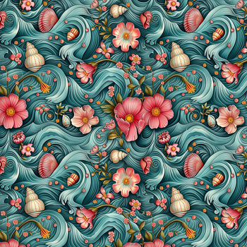 SEA WORLD pat. 2 - Cotton woven fabric