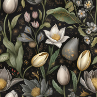SPRING FLOWERS WZ. 1 - dzianina drapana z elastanem ITY