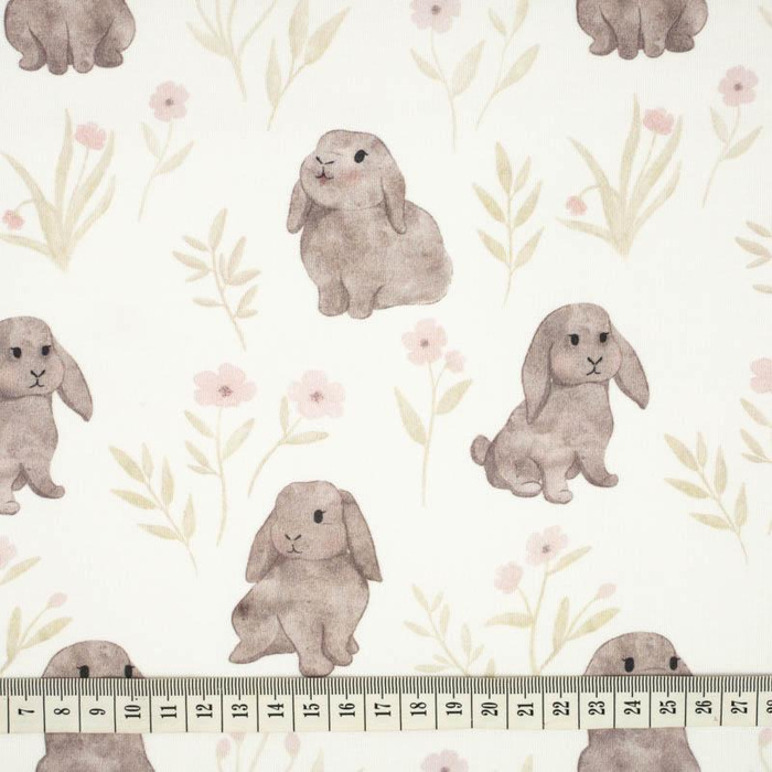 GRAUE HÄSCHEN M. 3 (PASTELLHÄSCHEN) - Baumwoll Musselin