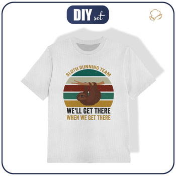 KINDER SPORT T-SHIRT - SLOTH RUNNING TEAM / Weiß (128/134)