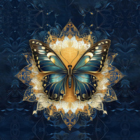 ANIMALS MANDALA wz.13 (butterfly)  - looped knit fabric with elastane ITY