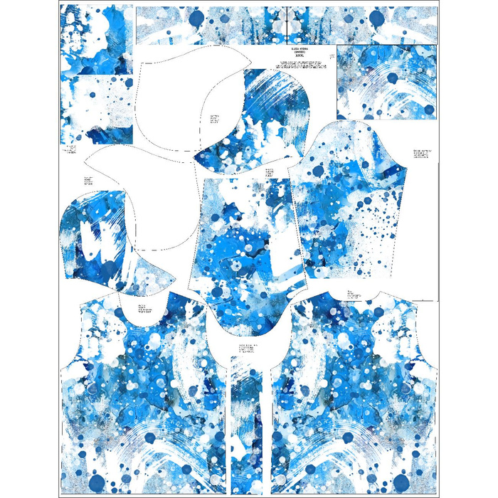 Unisex mikina s kapucí (HYDRA) - BLUE SPLATTER - Sada šití 122/128