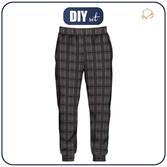 MEN'S JOGGERS (GREG) - CHECK / brown - sewing set M