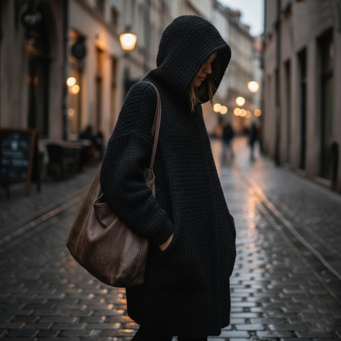 Sweater Knit Fabric - Wool BERGEN / BLACK