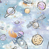 PLANETS AND ROCKETS pat. 2 (CUTIES IN THE SPACE) - Waterproof woven fabric