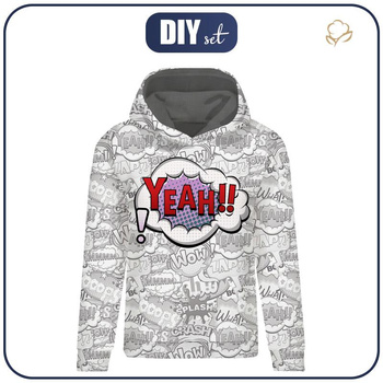 DÁMSKA MIKINA (POLA) CLASSIC S KAPUCÍ - KOMIKS / yeah (fialový - červený) - teplákovina