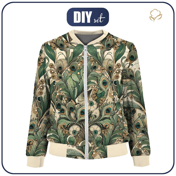 WOMEN’S BOMBER JACKET (KAMA) - ART NOUVEAU CATS & FLOWERS PAT. 1 - sewing set M