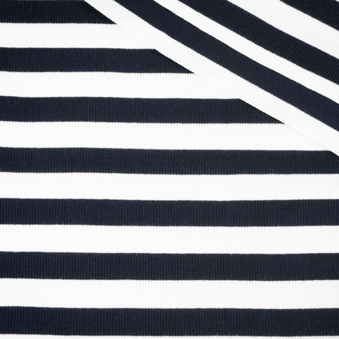 Rib Jersey fabric Unicolour - STRIPES / NAVY