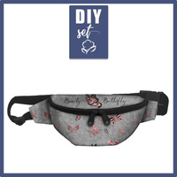 HÜFTTASCHE - BEAUTY BUTTERFLY (GLITTER SCHMETTERLINGE) / ACID WASH GRAU / Größe nach Wahl