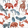 FOLK TIERE M. 1 / weiß (FOLK WALD) - Baumwoll Webware