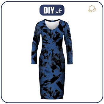 PENCIL DRESS (ALISA) - BATIK pat. 1 / classic blue - sewing set