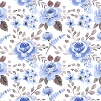 BLUE FLOWERS - Baumwoll Webware