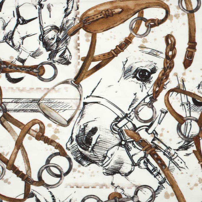 HORSE-RIDING (HOBBIES AND JOBS) / white - looped knit fabric