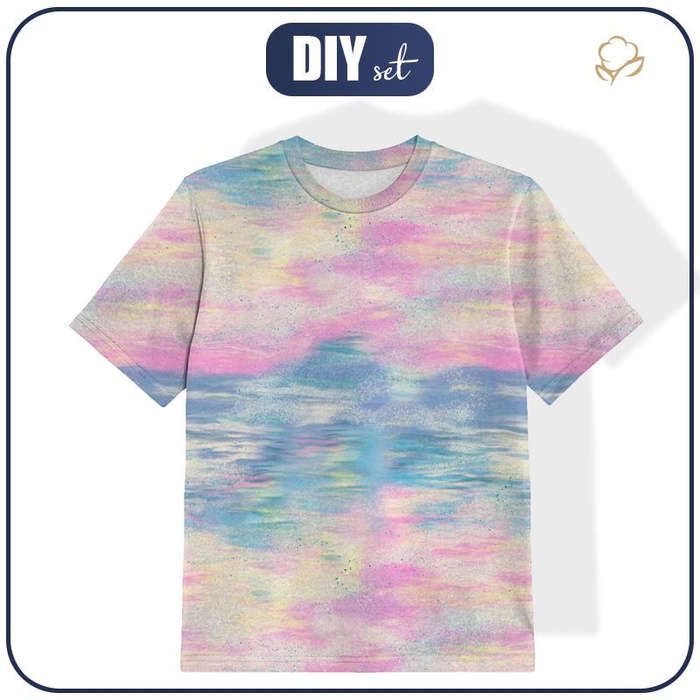 T-SHIRT DZIECIĘCY - TĘCZOWY OCEAN wz. 5 - single jersey (140/146)
