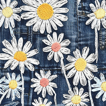 DAISIES DENIM IMITATION VZ. 1 - Hydrofobní česaná teplákovina