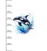 WATERCOLOR WHALE - panel (75cm x 80cm) SINGLE JERSEY
