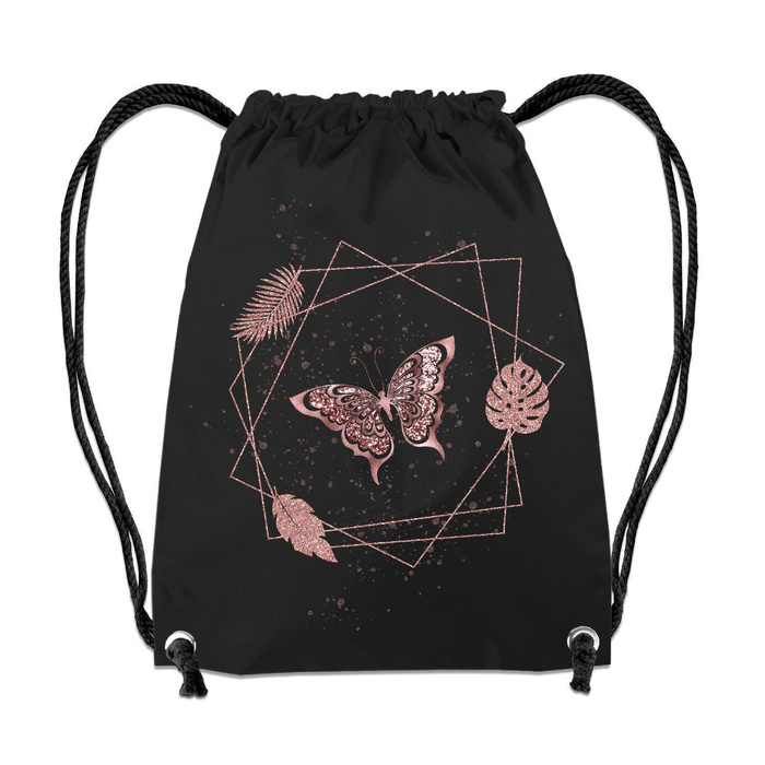GYM BAG - BUTTERFLY / rhombuses (GLITTER BUTTERFLIES) - small
