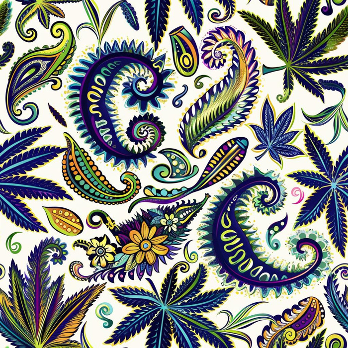 Hemp leaves WZ. 4 - dzianina drapana z elastanem ITY