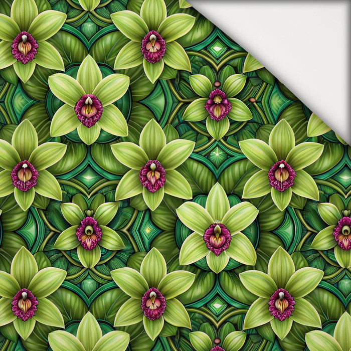 Stained Garden wz. 4 (FLOWERS) - lekka dzianina drapana